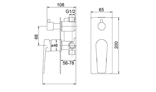 ZEVIO Shower/Bath Mixer with Diverter - Matte Black - Renovation Box