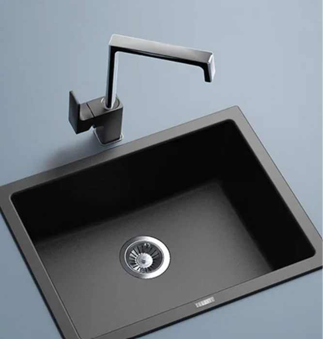 CARYSIL Black Granite Single Bowl Sink 610x457