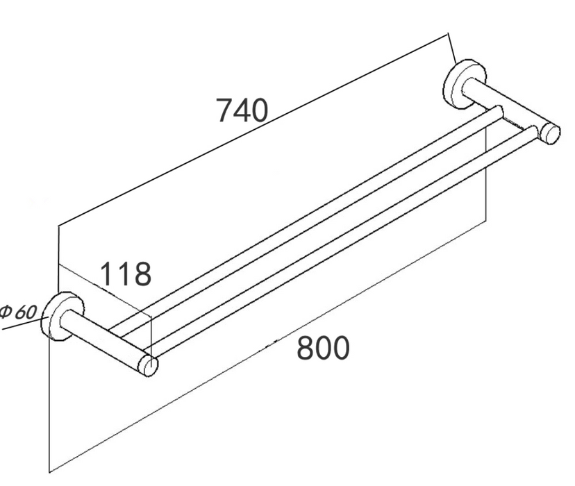 BROOKLYN AP Double Towel Rail 800 - 5 Colours