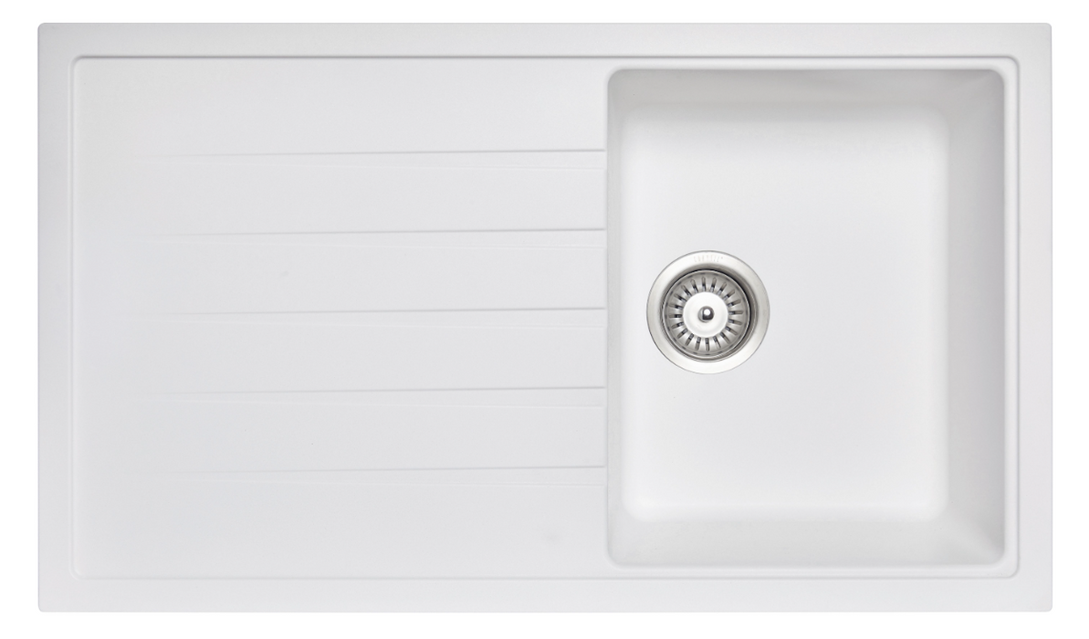 CARYSIL White Single Sink with Drainer Board 860