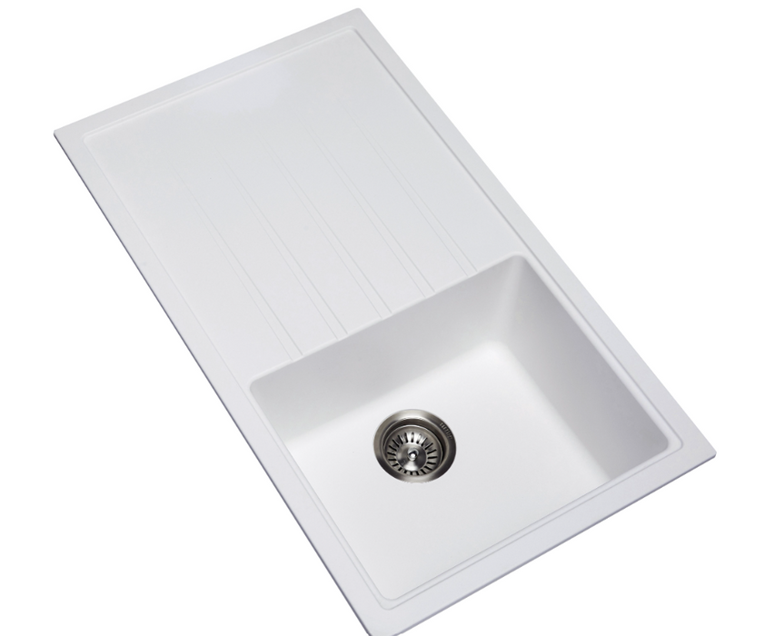 CARYSIL White Single Sink with Drainer Board 860