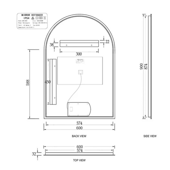 ARCHIBALD Frameless LED Mirror