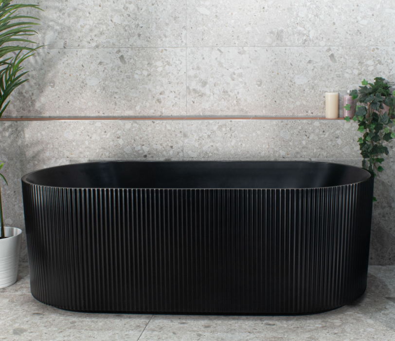 BRIGHTON Groove Freestanding Bath Matte Black 1500 & 1700