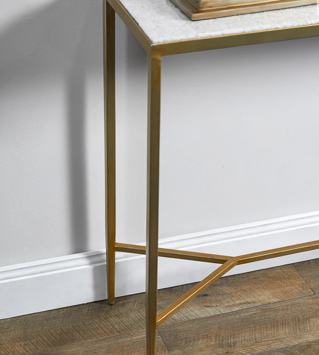 CHOLE Stone Console Table - Small Antique Gold