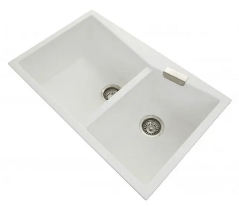 CARYSIL White Granite Double Bowl Sink 800x500.