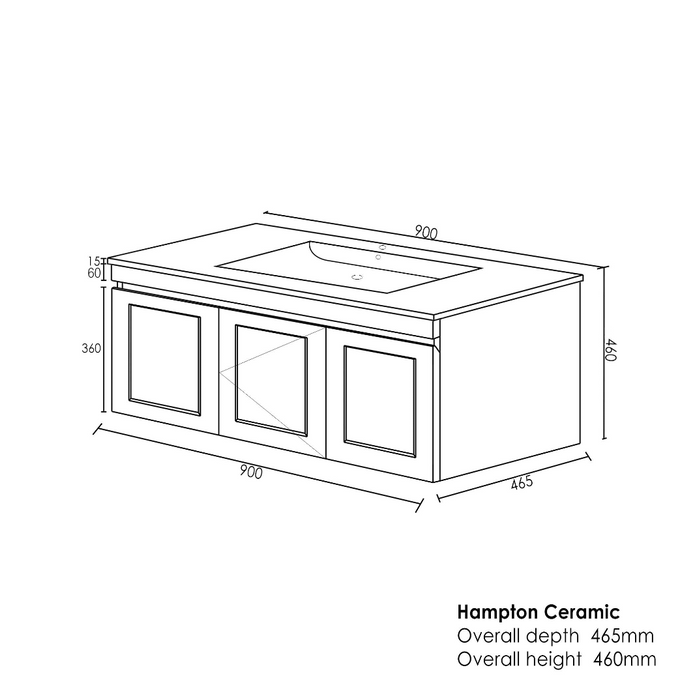 HAMPTON Matte White Vanity Ceramic Top