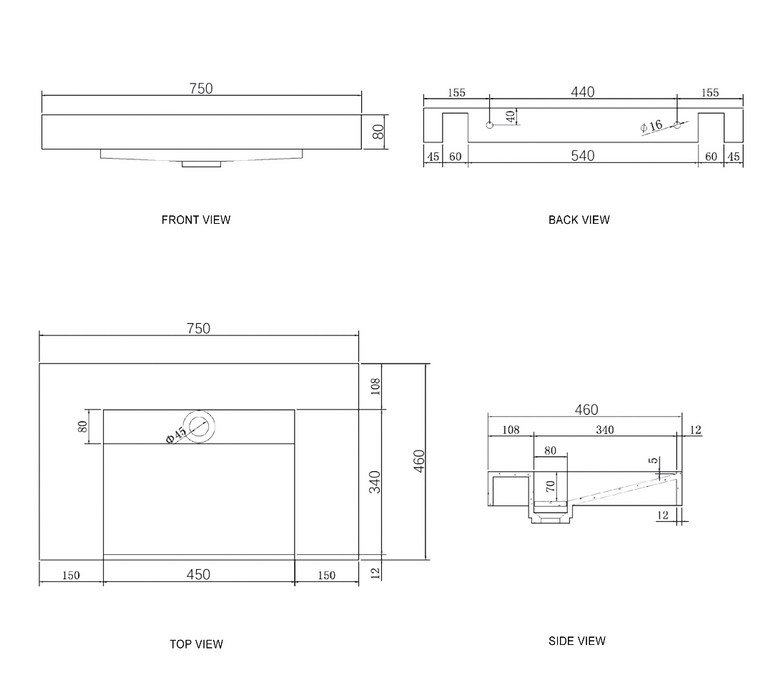 MOONLIGHT Wall Hung Basin