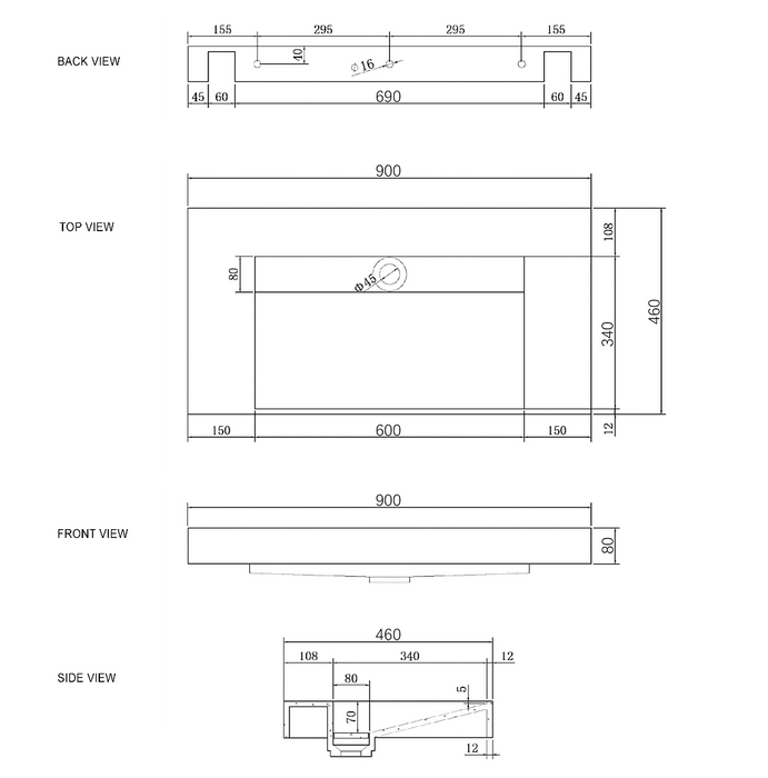 MOONLIGHT Wall Hung Basin