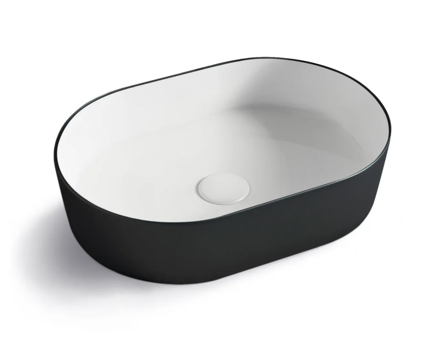 QUAY Oval Basin - Matte Black/White